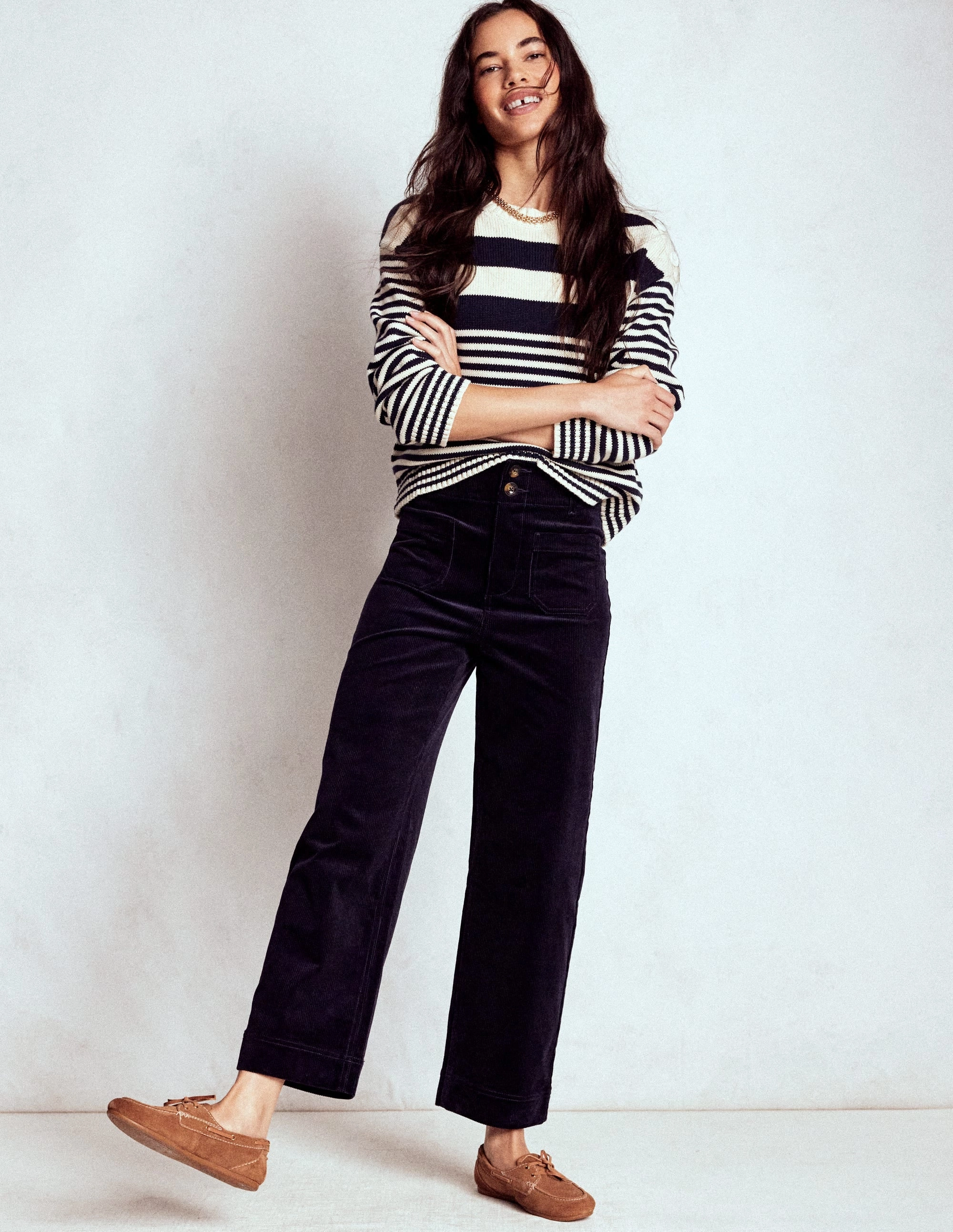 BreathableFabric LightweightComfort Primrose Cord Trousers-Navy
