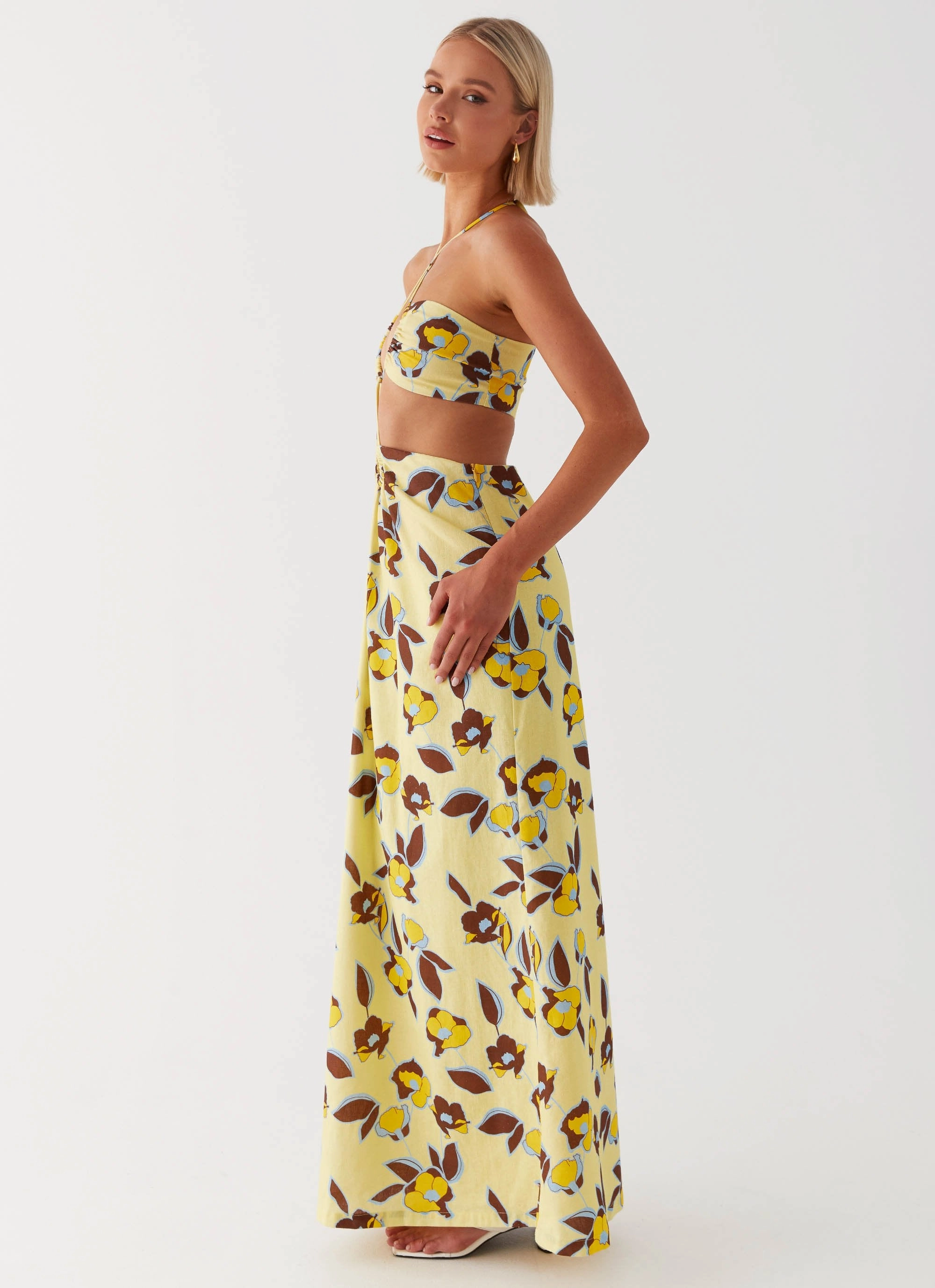Statement Mood Lounge Ready Nora Linen Maxi Dress - Primrose