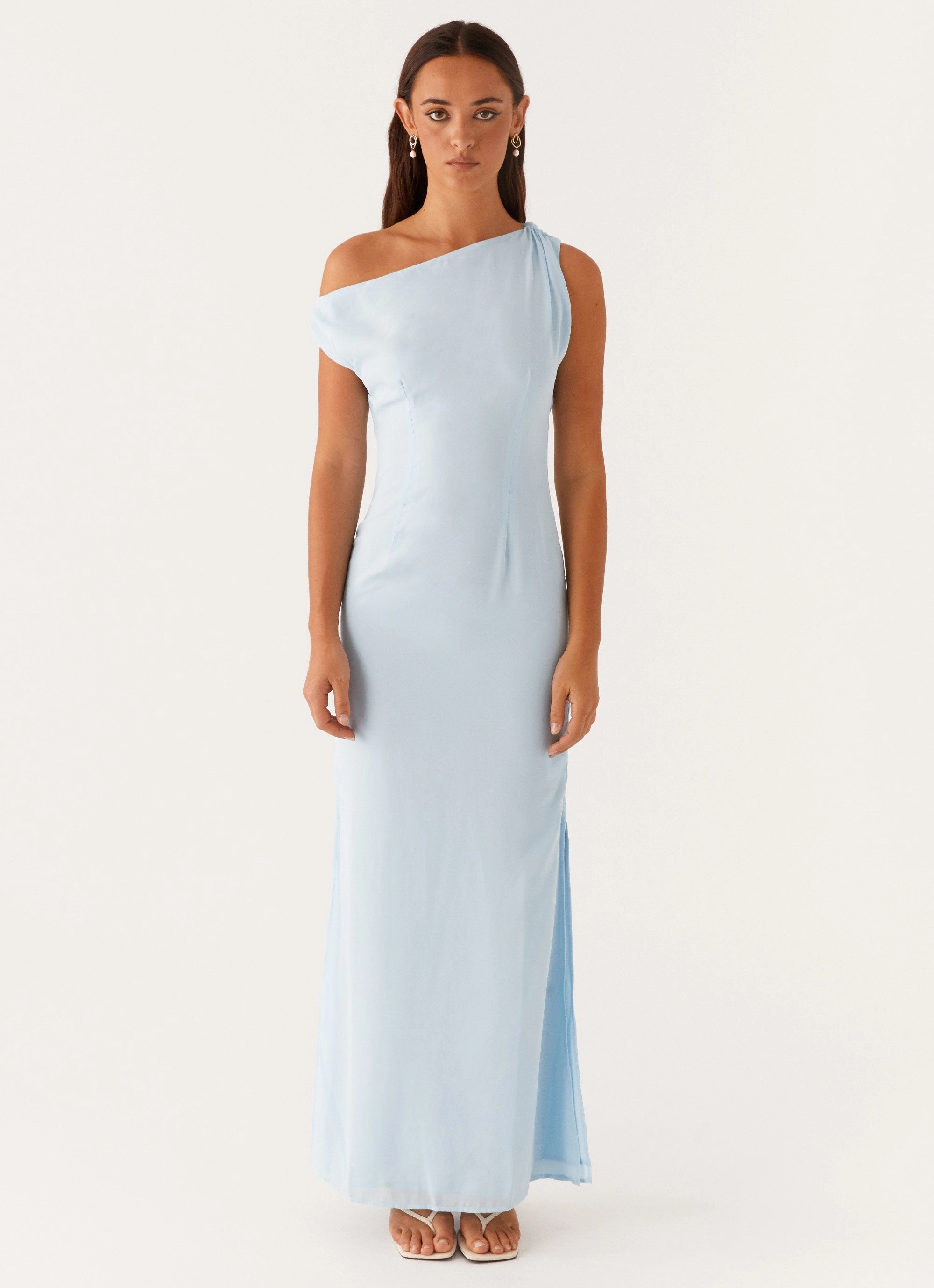Dinner Date Maxi Dress - Blue Smart Wear Bow Soft