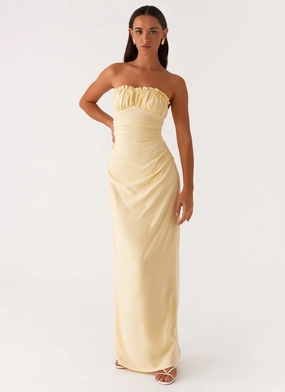Xena Gathered Maxi Dress - Yellow Cozy Balance