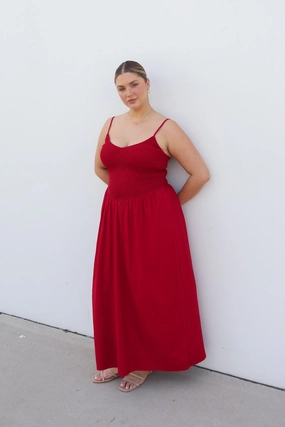 Versatile Wearable Dark Tones YARA DRESS RED