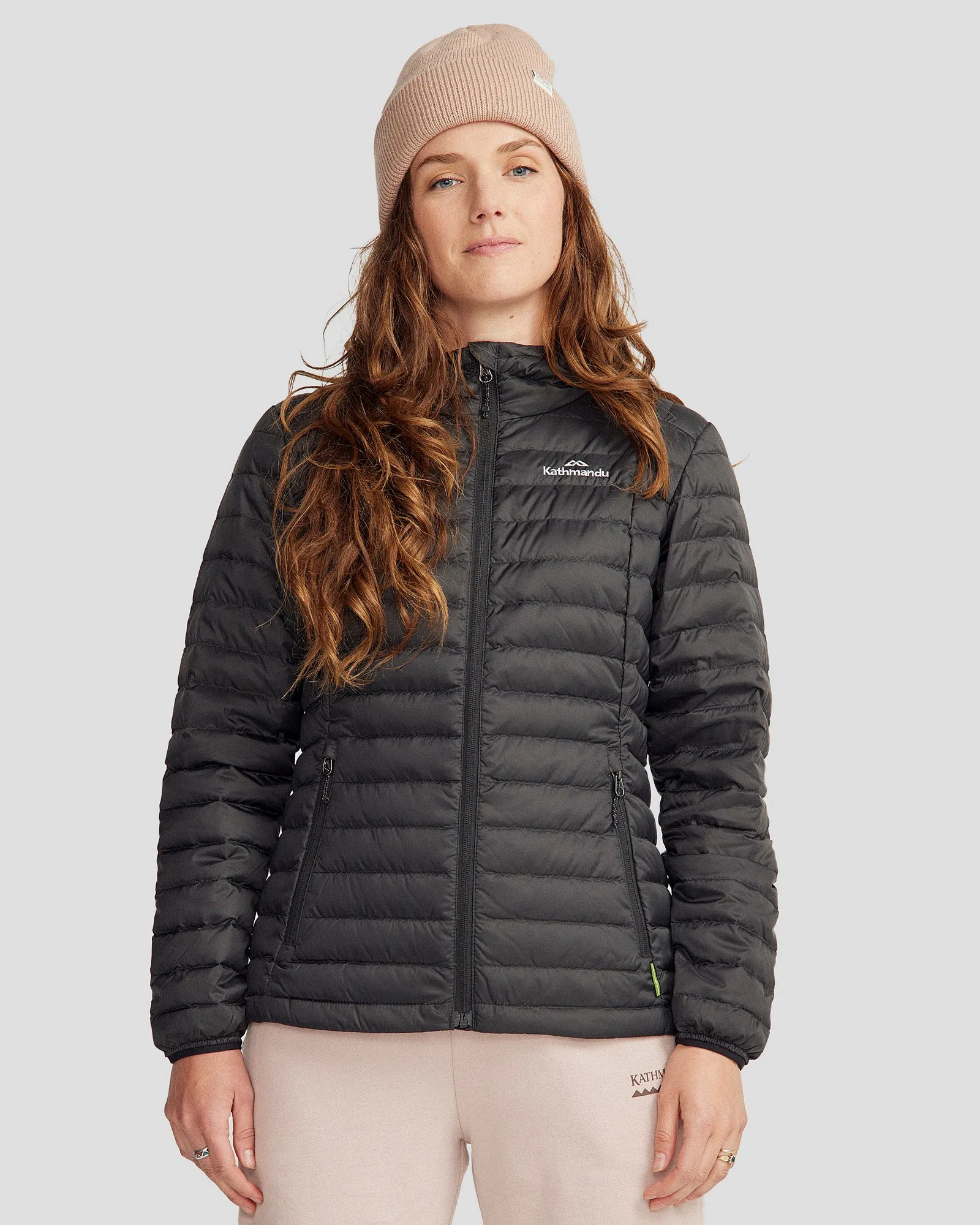 Thick Fabric Women's Heli Hooded Down Jacket - Black