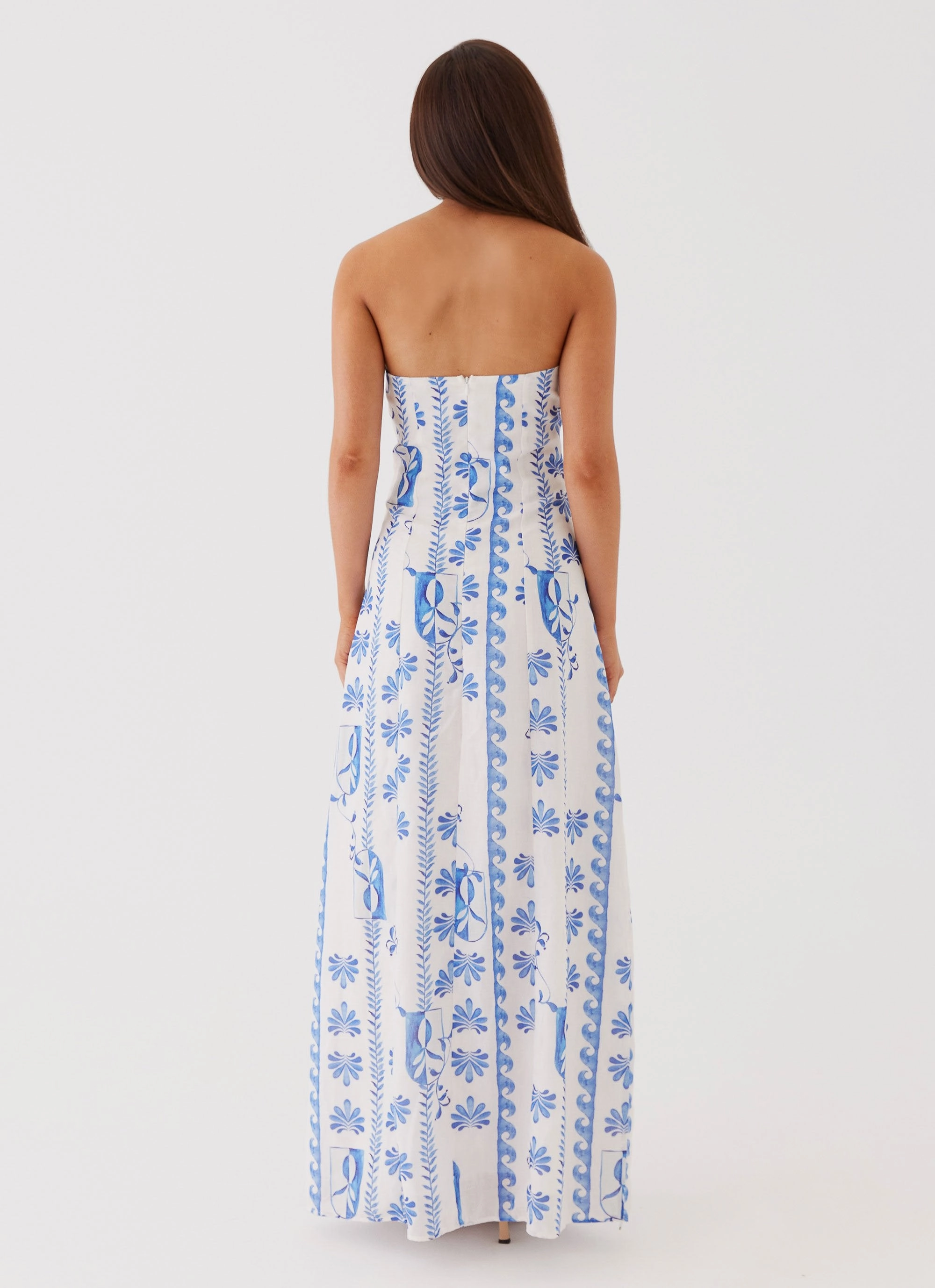 Tayla Linen Maxi Dress - Floral Wave Simple Shape