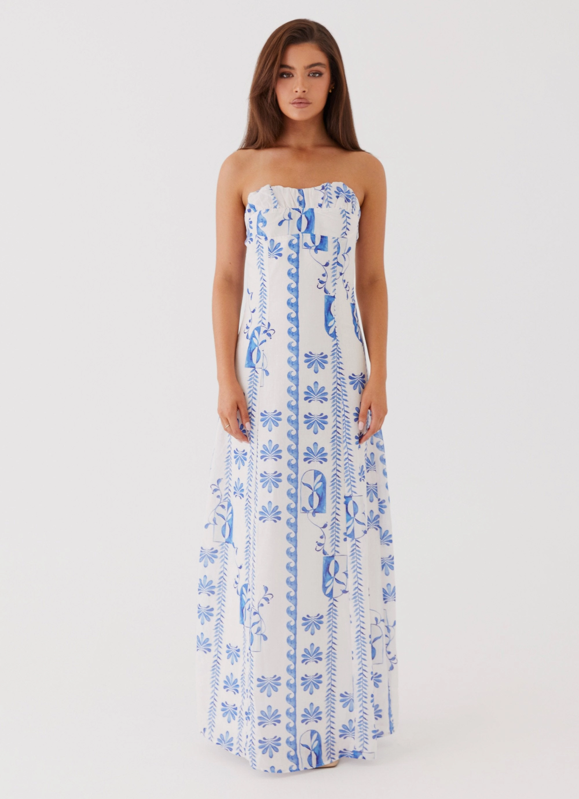 Tayla Linen Maxi Dress - Floral Wave Elegance Glow Quick Match