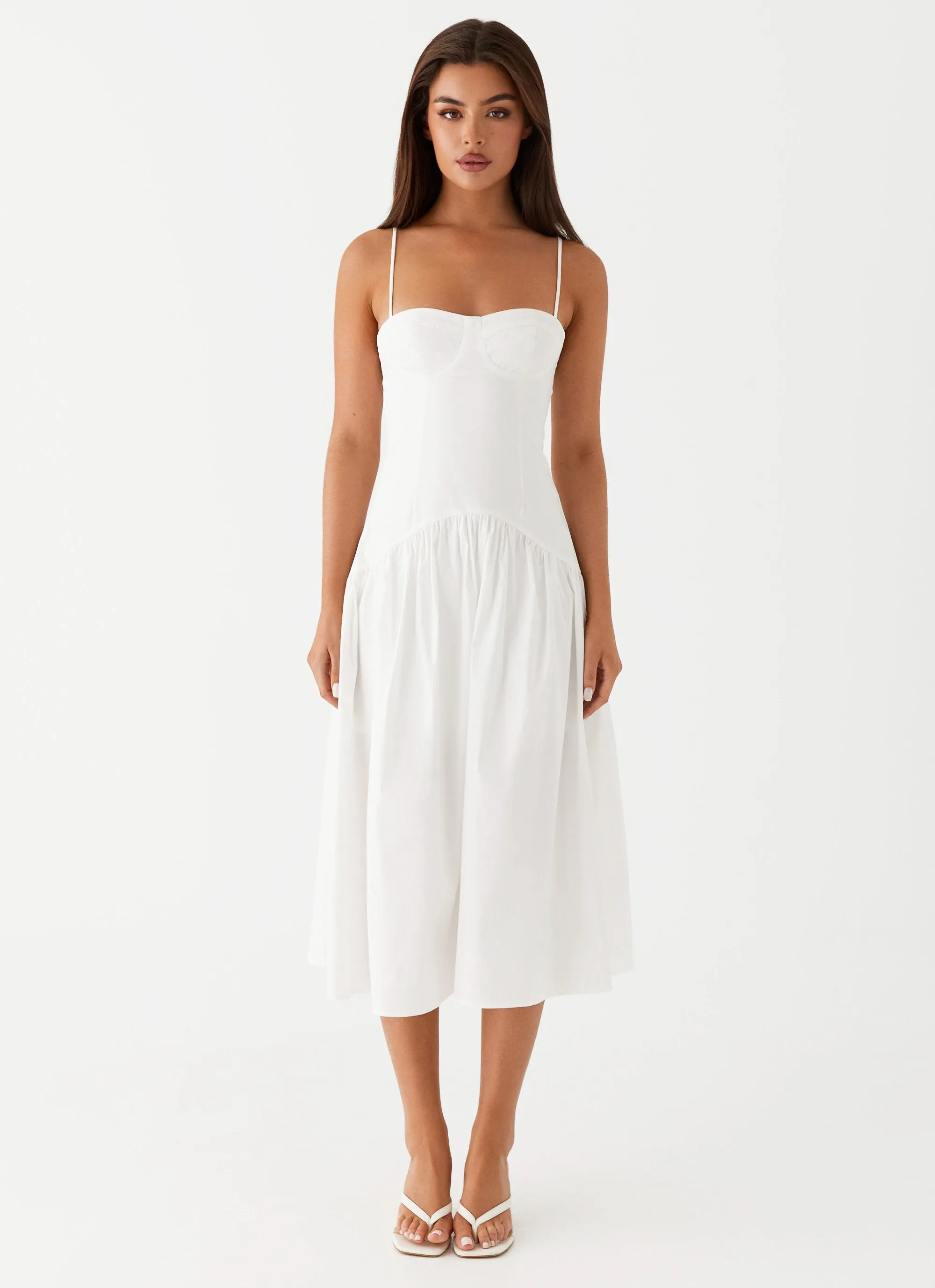 Anniversary-Event Yvette Corset Midi Dress - White