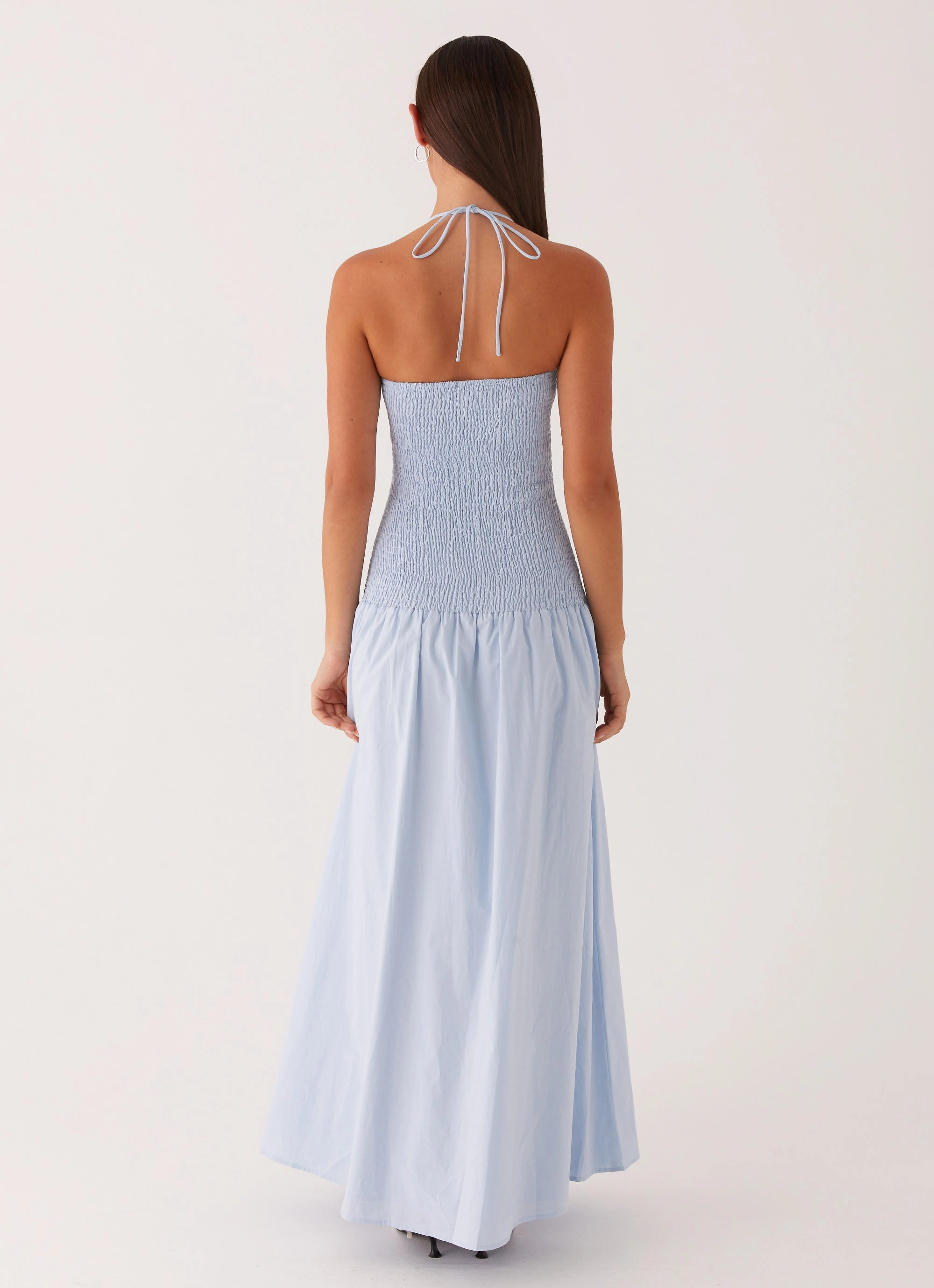 Sleek Waist Design Fit Zahra Maxi Dress - Blue
