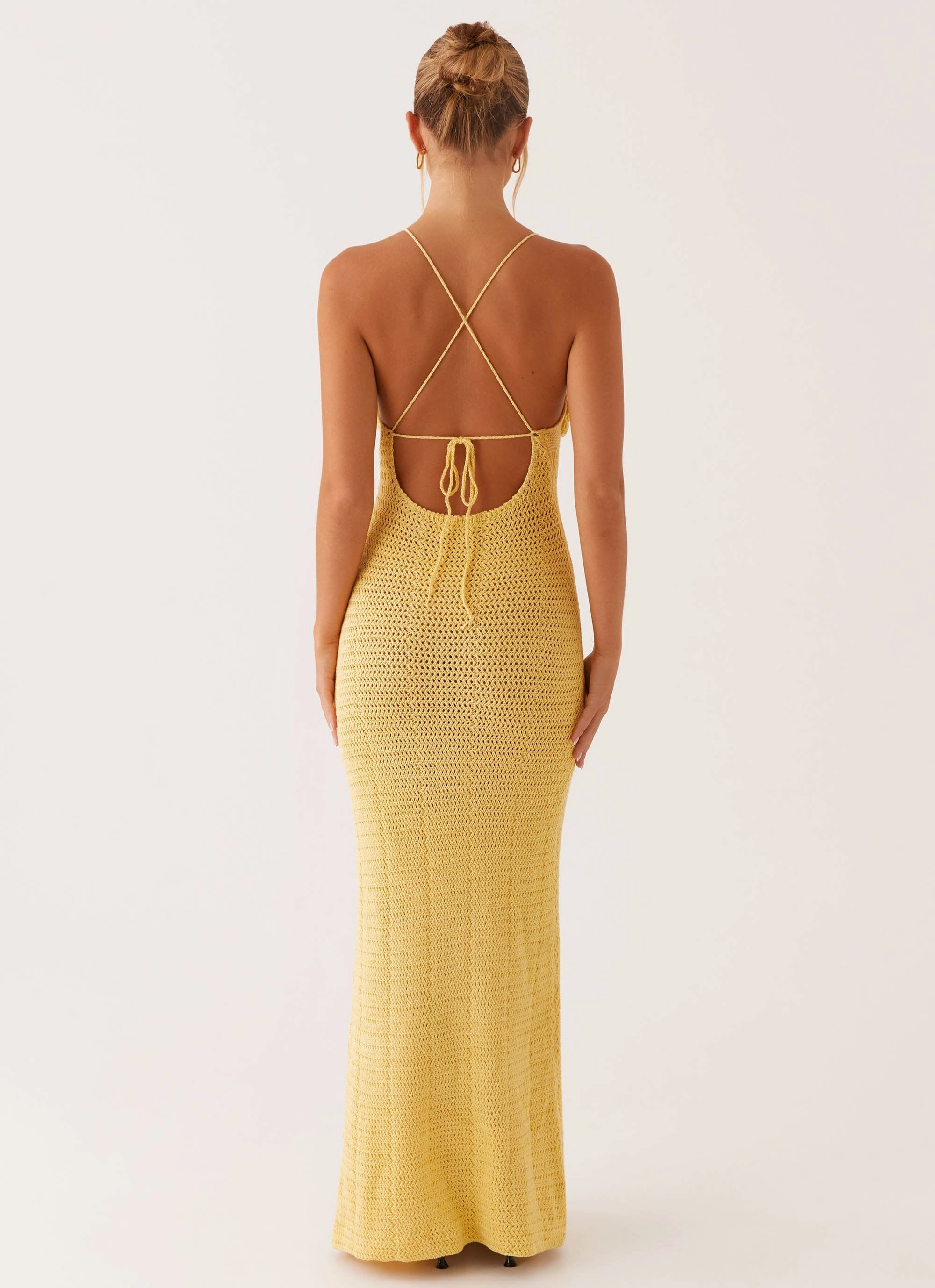 Boho Aesthetic Zara Rose Crochet Maxi Dress - Yellow
