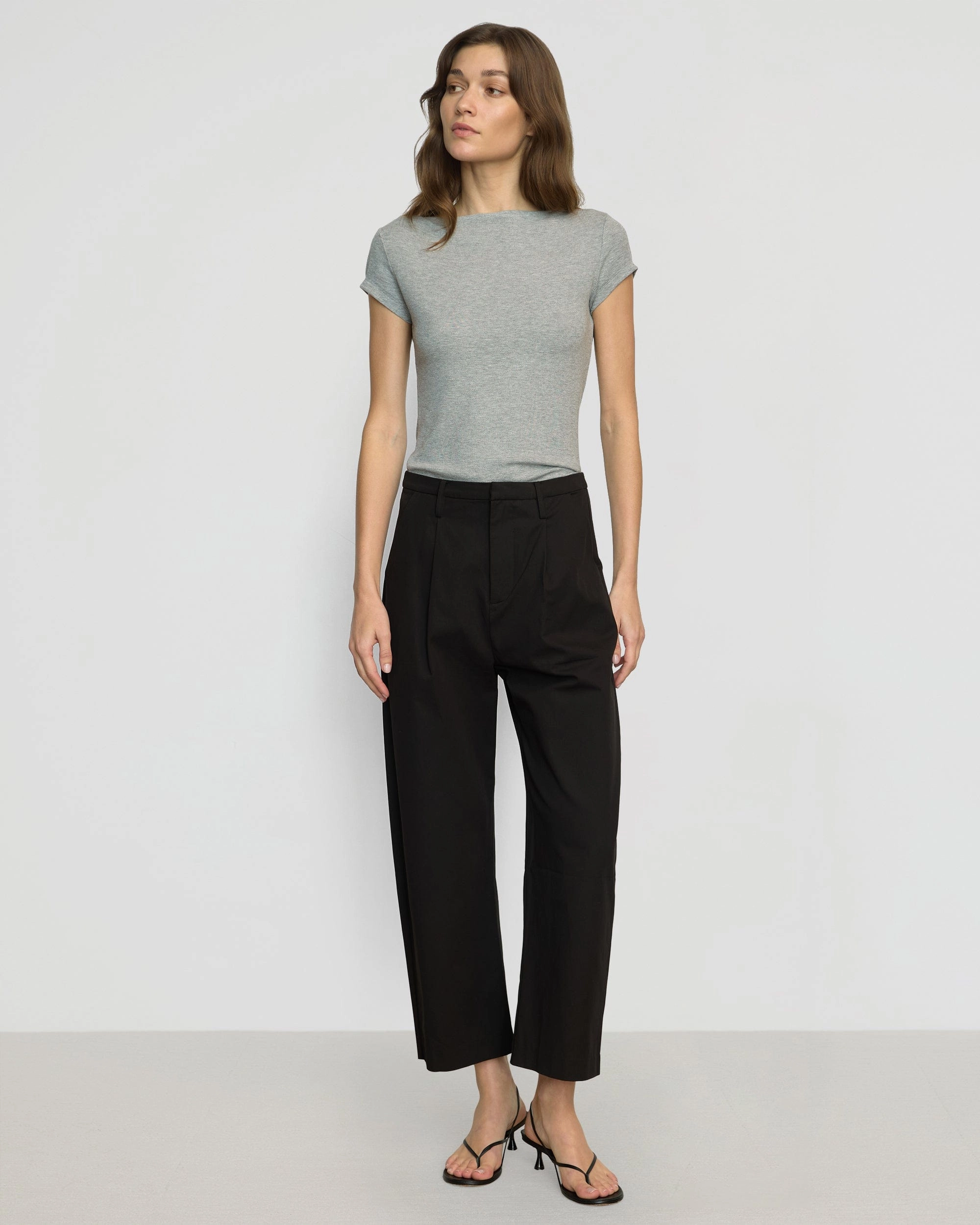 Zayna Ribbed Cap-Sleeve Tee Microfiber texture Perfect For Relaxing