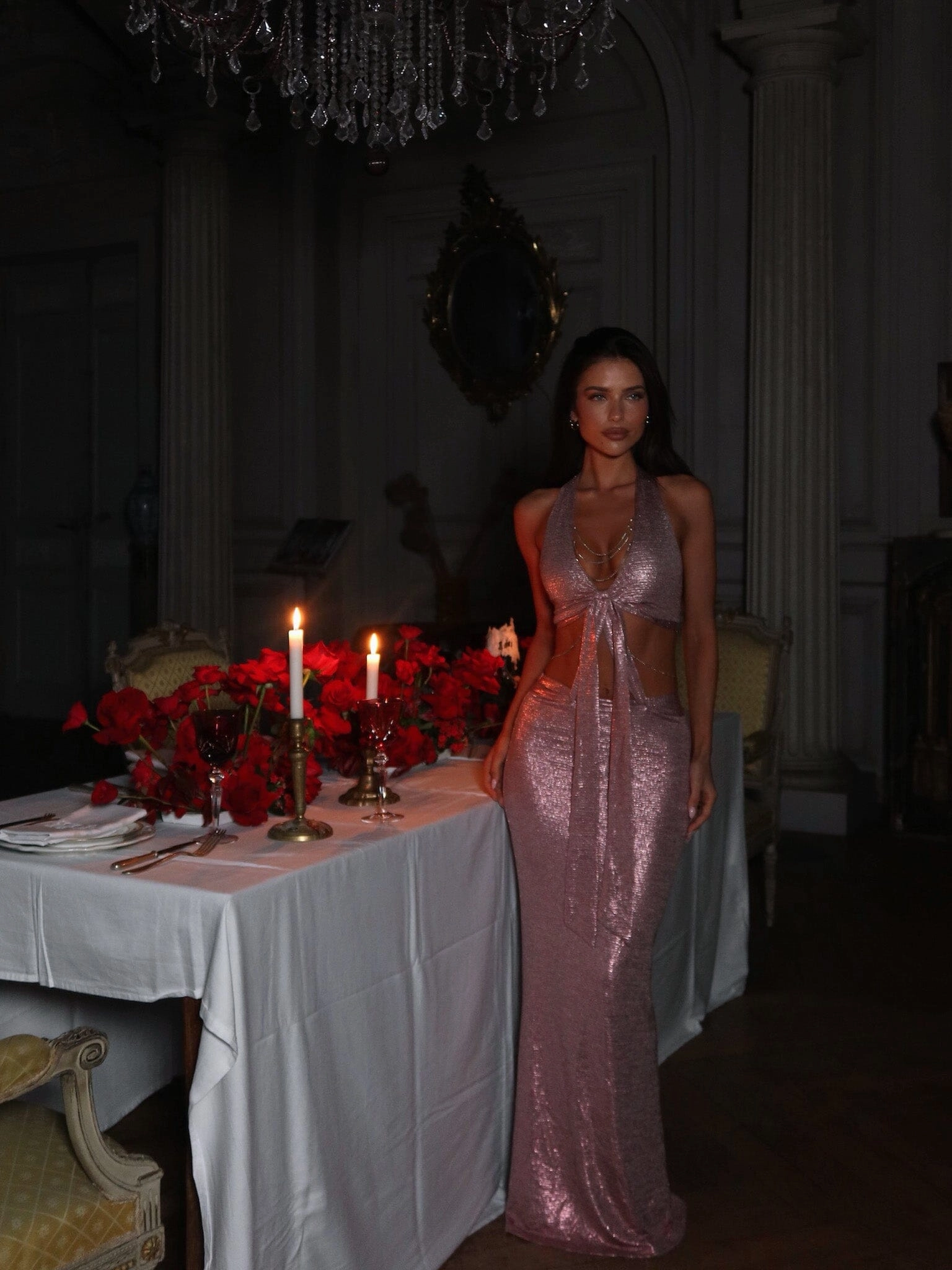 ZELLA MAXI DRESS METALLIC PINK Functional-Design Party Safe