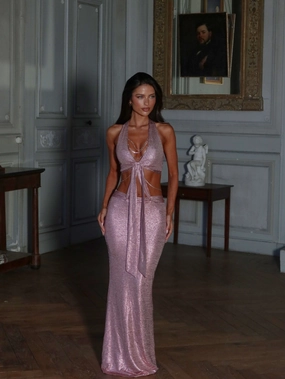 ZELLA MAXI DRESS METALLIC PINK Layering Piece Smart Style