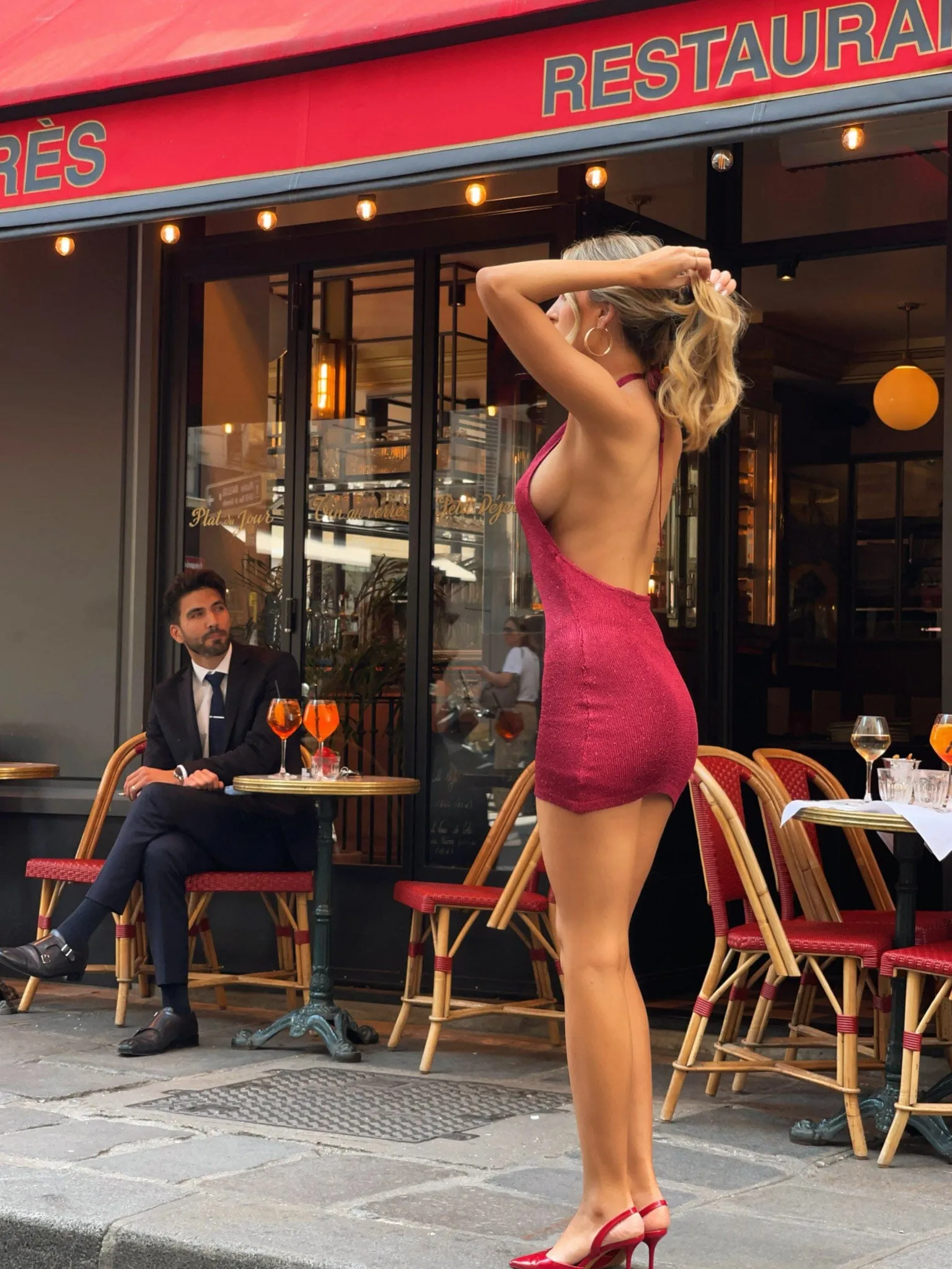 ADRIANA MINI DRESS RASPBERRY SHIMMER Sleek Waist Design Fit